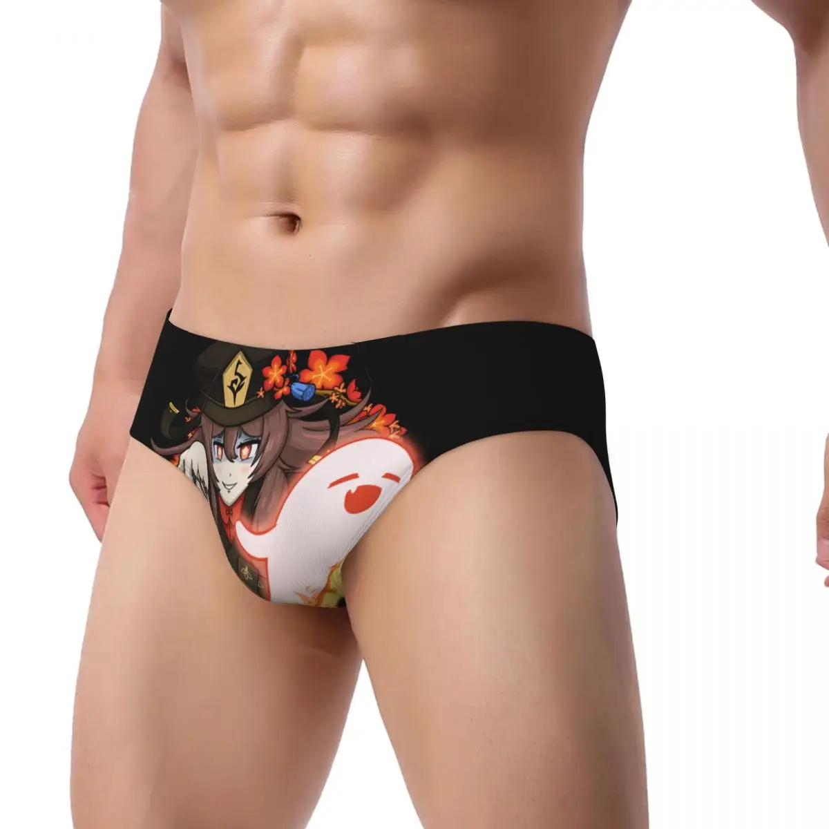 Фото Мужские трусы Custom Men Hu Tao Ghost Genshin Impact: комфортные, с принтом Spirit Soother №2