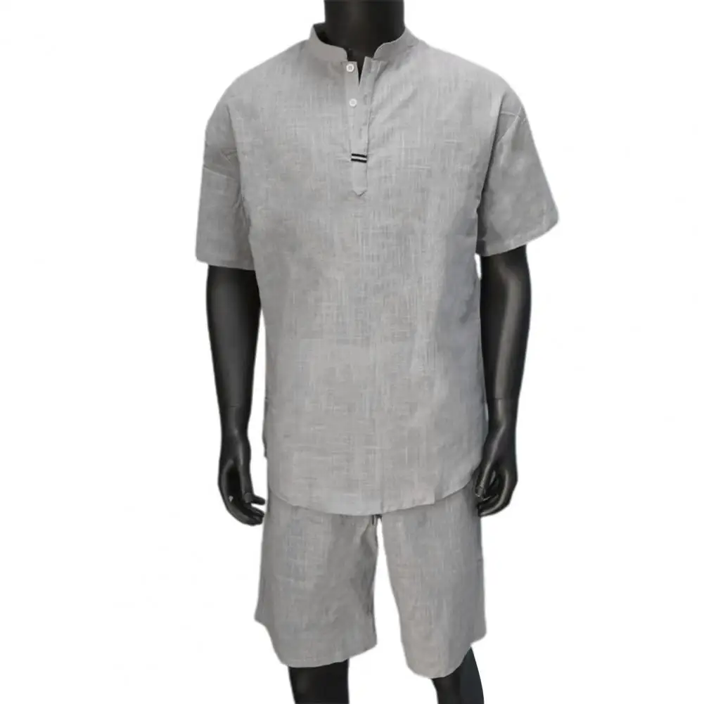 

Костюм спортивный мужской с V-образным вырезом, рубашка и шорты с широкими штанинами, эластичный пояс, повседневный стильный спортивный костюм, лето