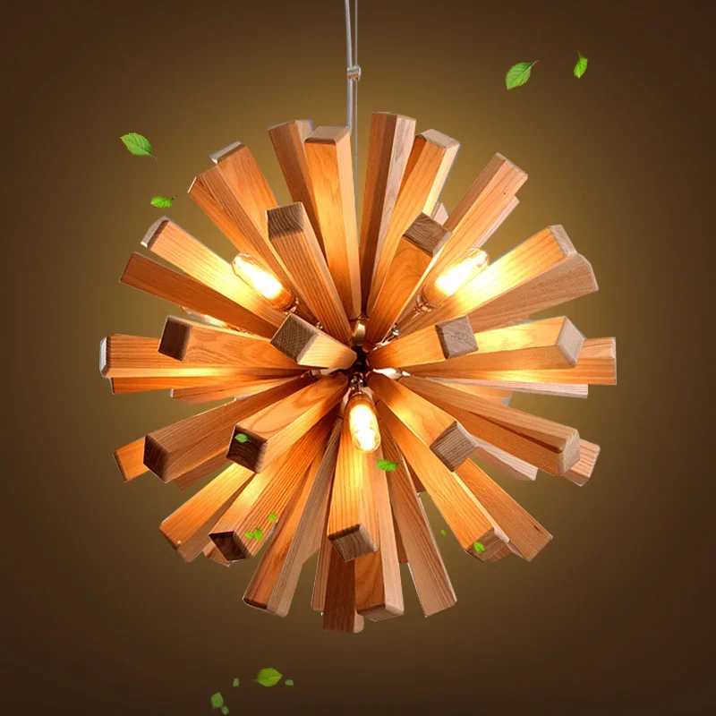 НОВАЯ 52 см Северная Европа деревянная винтажная люстра для ресторана кафе из