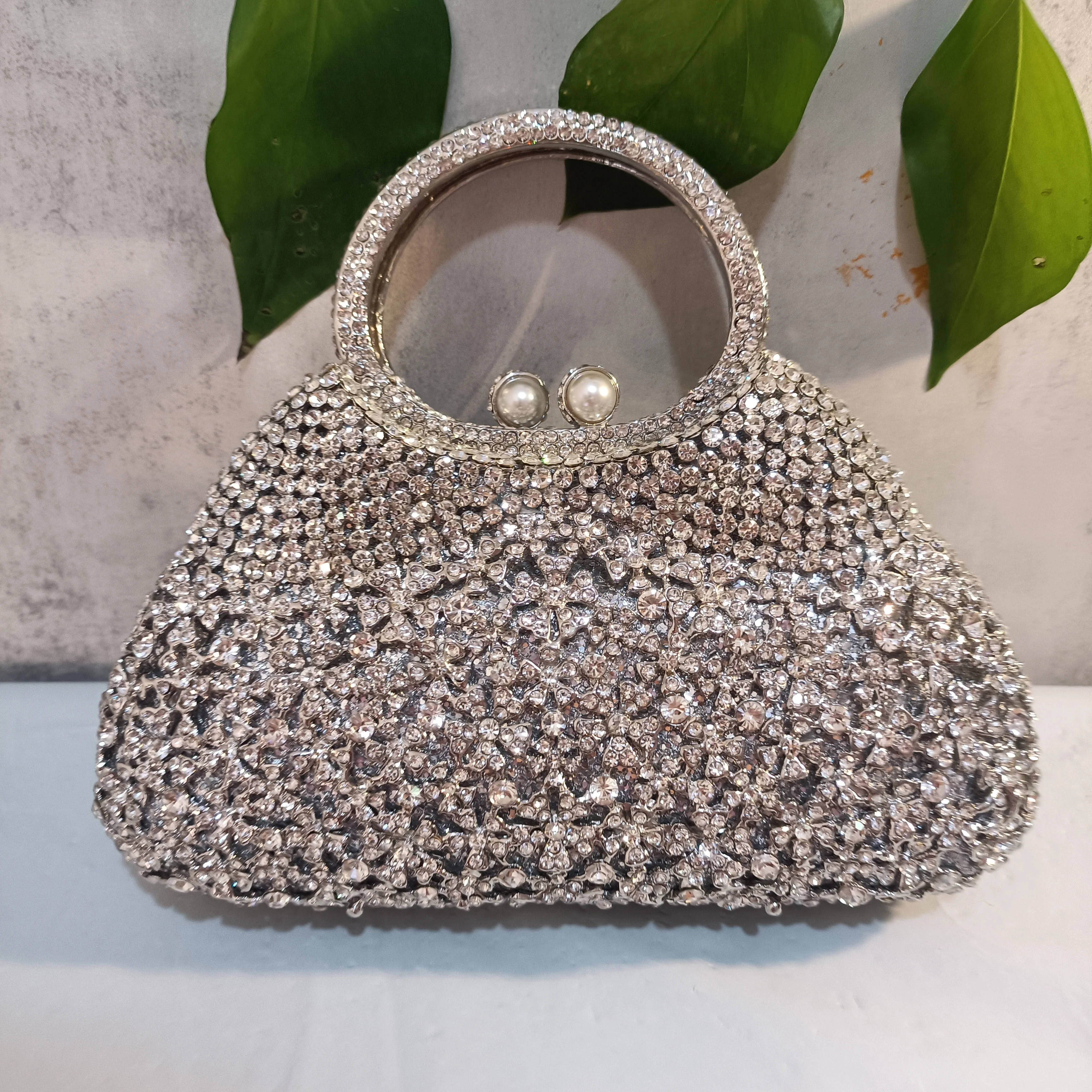 

Big Size AB Silver Colorful Hollow Flower Dinner Handbag Woman Diamond Party Banquet Purse Wedding Bridal Crystal Evening Bag