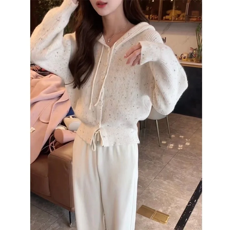 Корейская серия нежный универсальный изящный свитер с капюшоном женский зимний