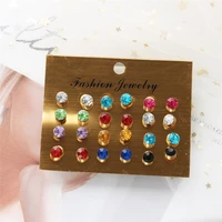 timlee e213 popular round colour rhinestone studs earrings fashion accessories wholesale