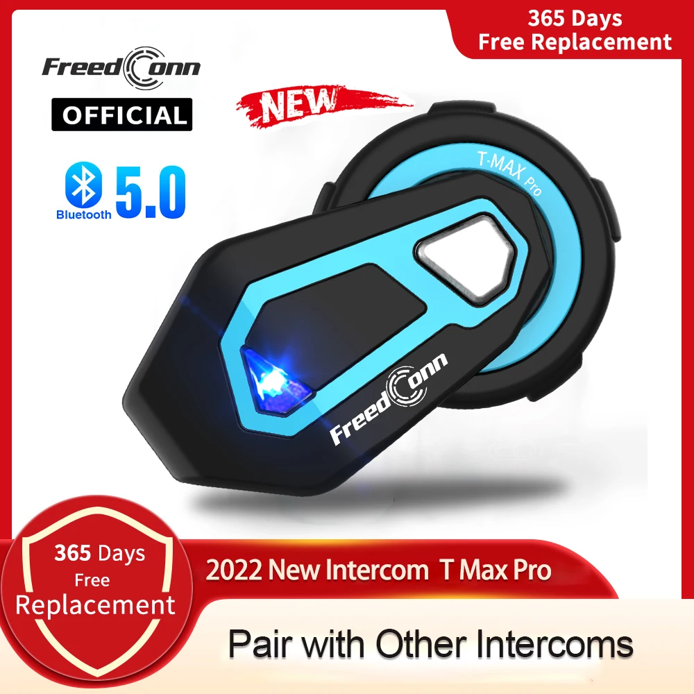 New Freedconn T Max Pro  Motorcycle Intercom Bluetooth 5.0 Helmet Headset 10 Riders Moto Group Speaker Pair with Other Brand