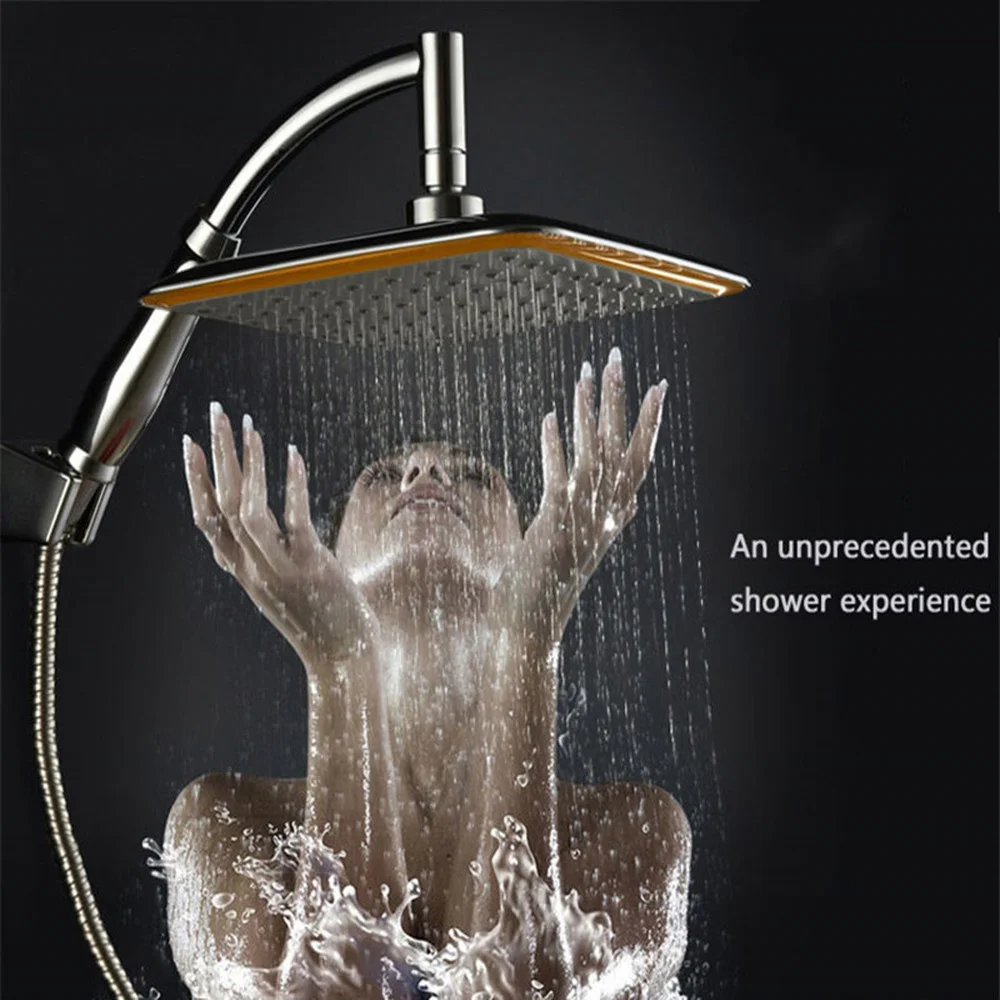 

360-degree Universal Rotating Square Shower Head Extension Arm Hand-held Booster Nozzle Bathroom Water-saving Shower Accessories