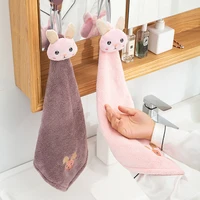 cute cartoon animal wipe hand towel coral fleece quick dry soft absorbent kitchen bathroom terry towels embroidered handkerchief