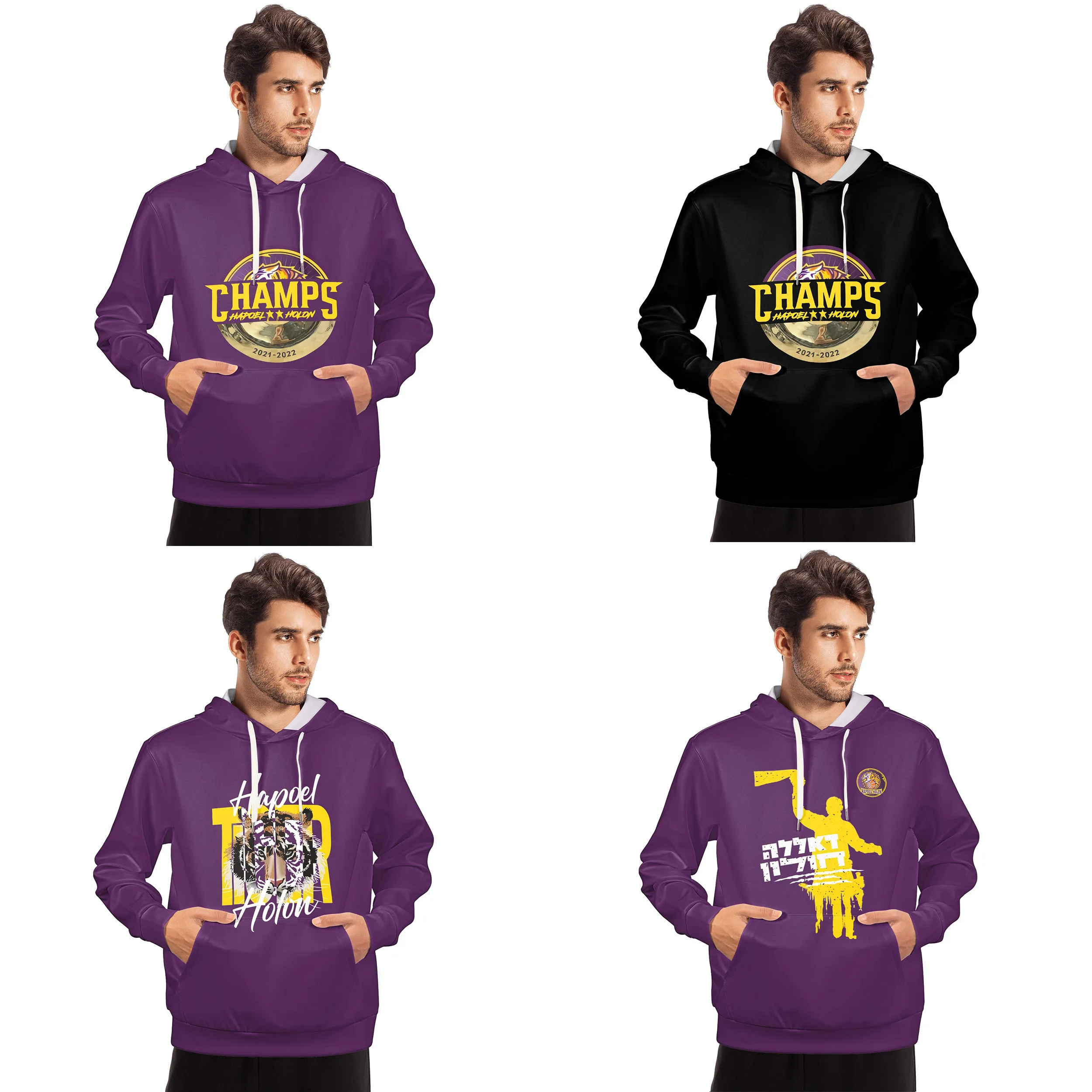 

Israel Hapoel Holon Basketball Champion Men's Pullover Hoodie Casual Hooded Sweatshirt Best Hoodies Sportswear Tracksuit Pocket