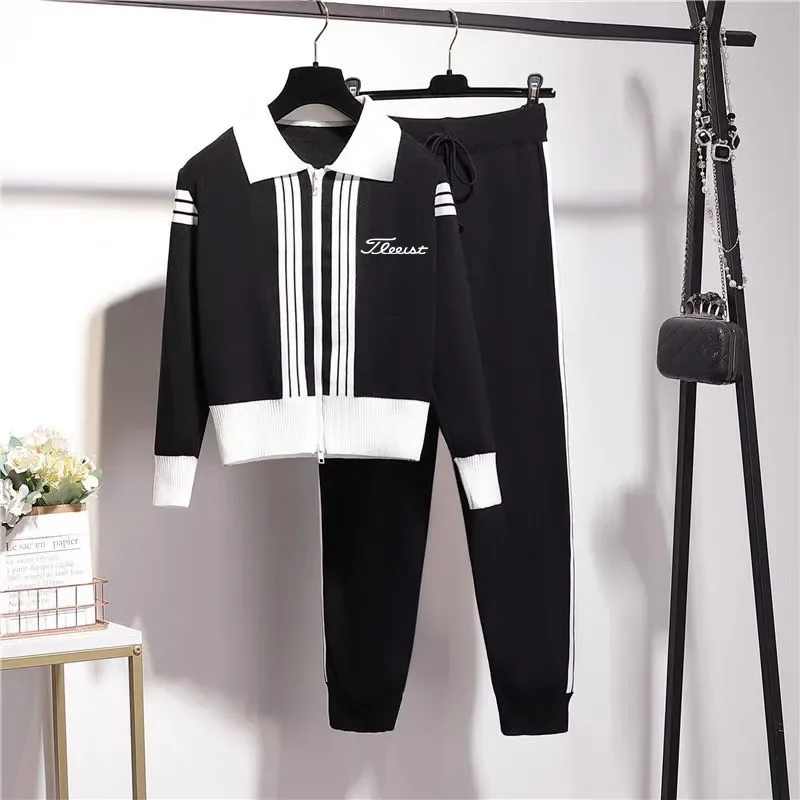 

2024 New Autumn Nen Two Piece Women's Golf Wear Golf Suits Women Golf Clothing Sweatsuit Women Set Golf Knit Tennis Skirt