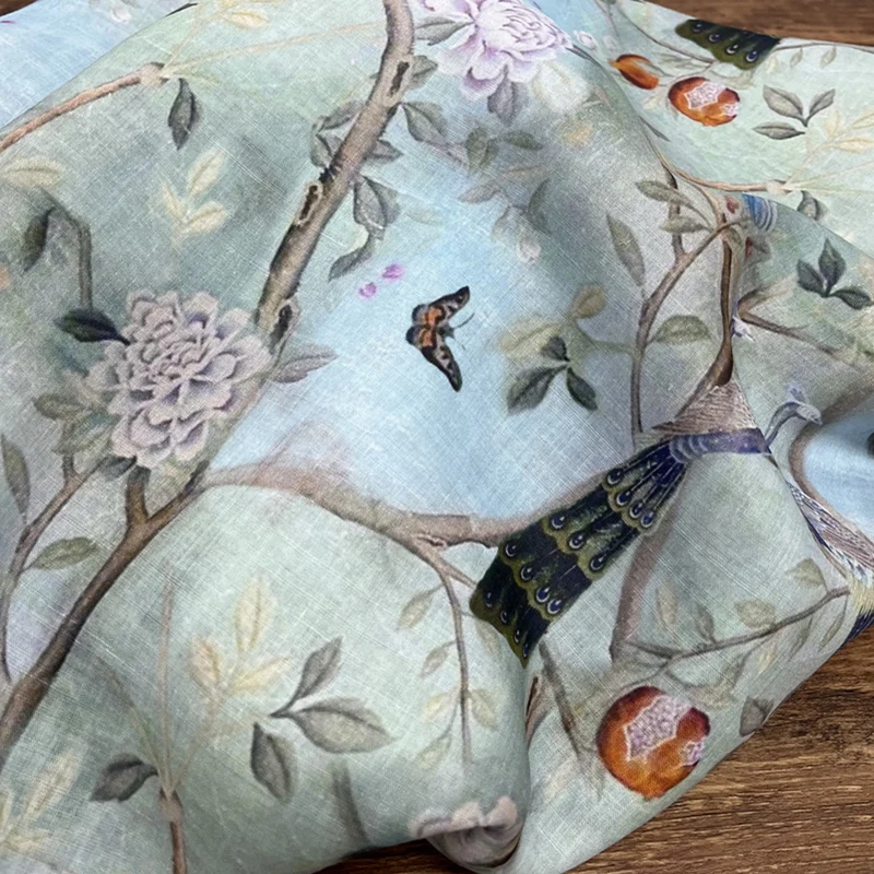 Льняная рубашка-Ципао китайское платье модное Aristolochia Ringens Ramie ткань с принтом