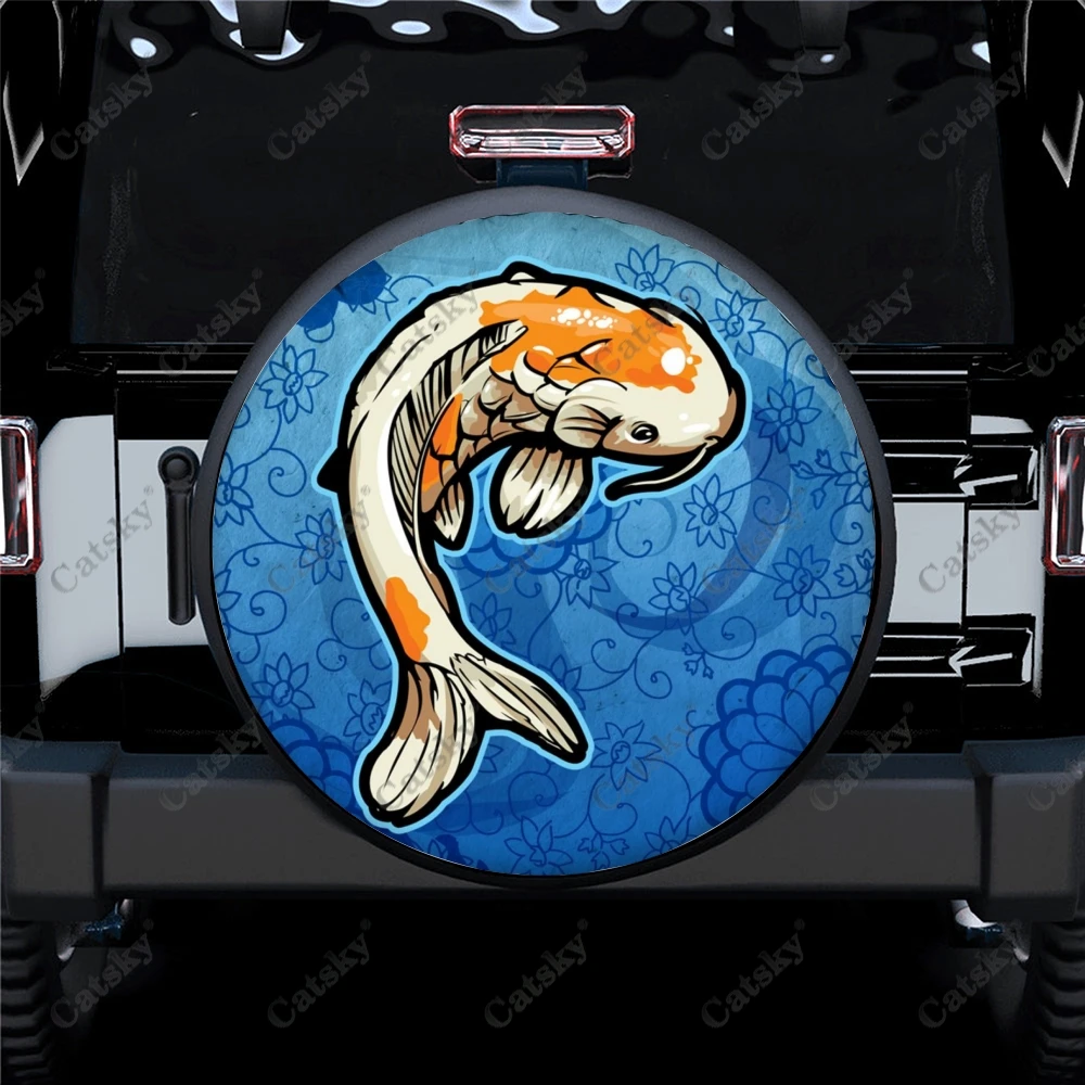 

Забавный китайский чехол для автомобильных запасных шин с рисунком рыбы, украшение для кемпинга, водонепроницаемый универсальный для прицепа, внедорожника, грузовика