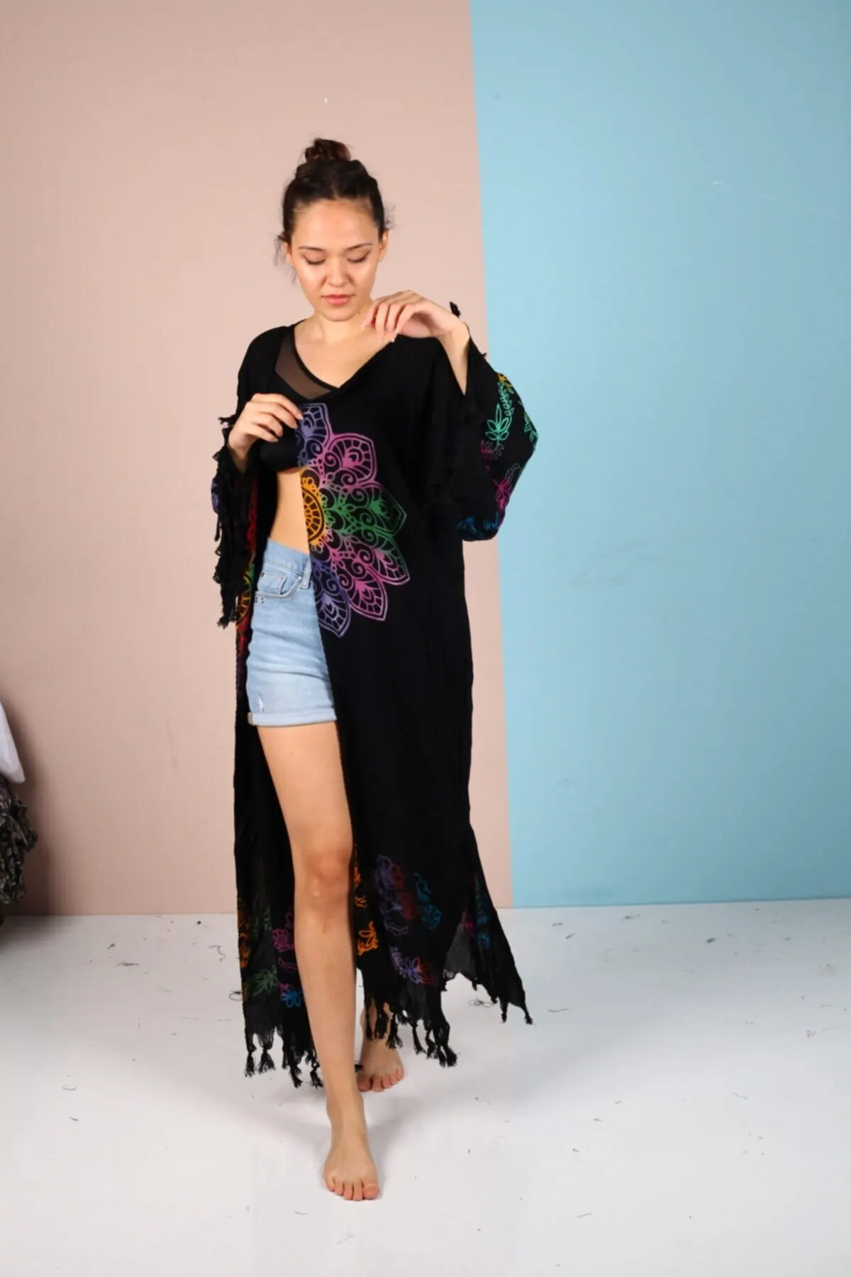 

Women's Pareo Caftan Swimwear Cover Up Dress Sexy Tunic Suit Beachwear Female Beach Bikini Cover Loose Mini Dress