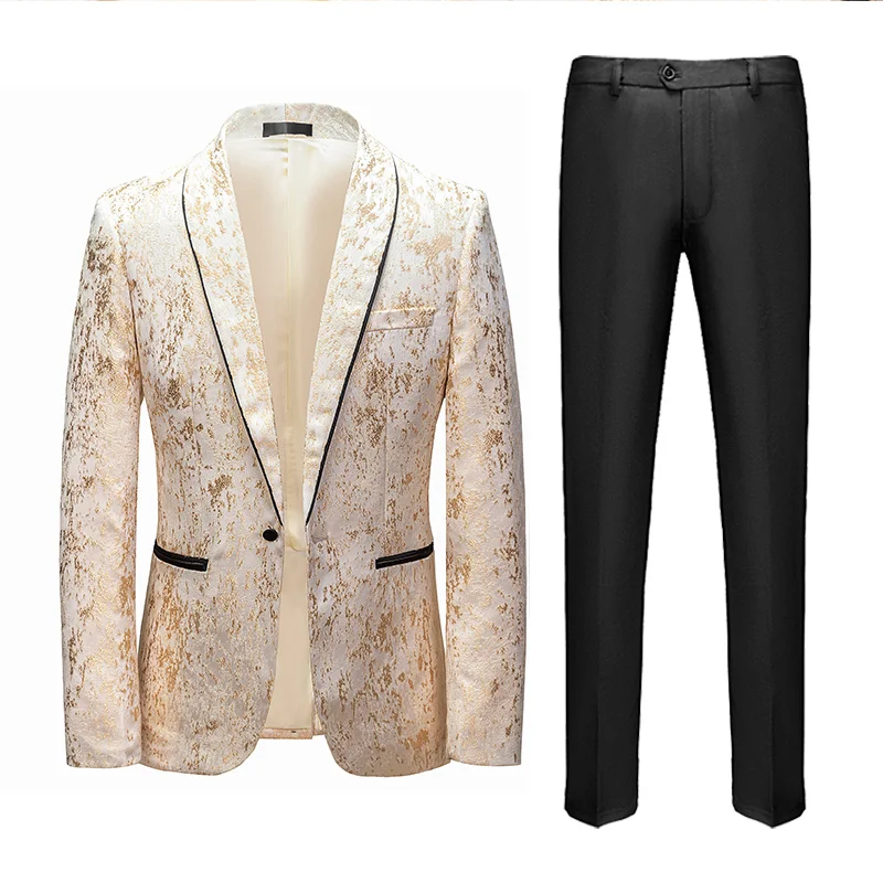 

High Quality (Blazer + Trousers) Men's Elegant Fashion High-end Simple Casual Performance Color Formal Dress Two-piece Suit