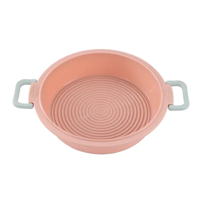 New home two-color round air fryer silicone baking pan Round pizza cake mold easy to release kitchen tools