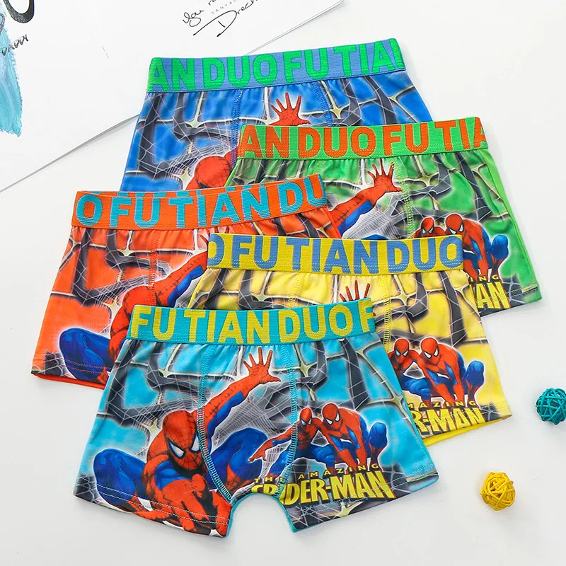 Spiderman Children's Underwear Boys Panties Cartoon Figures Print Marvel Anime Kids Baby Boxer Briefs Cotton Underwear Gifts