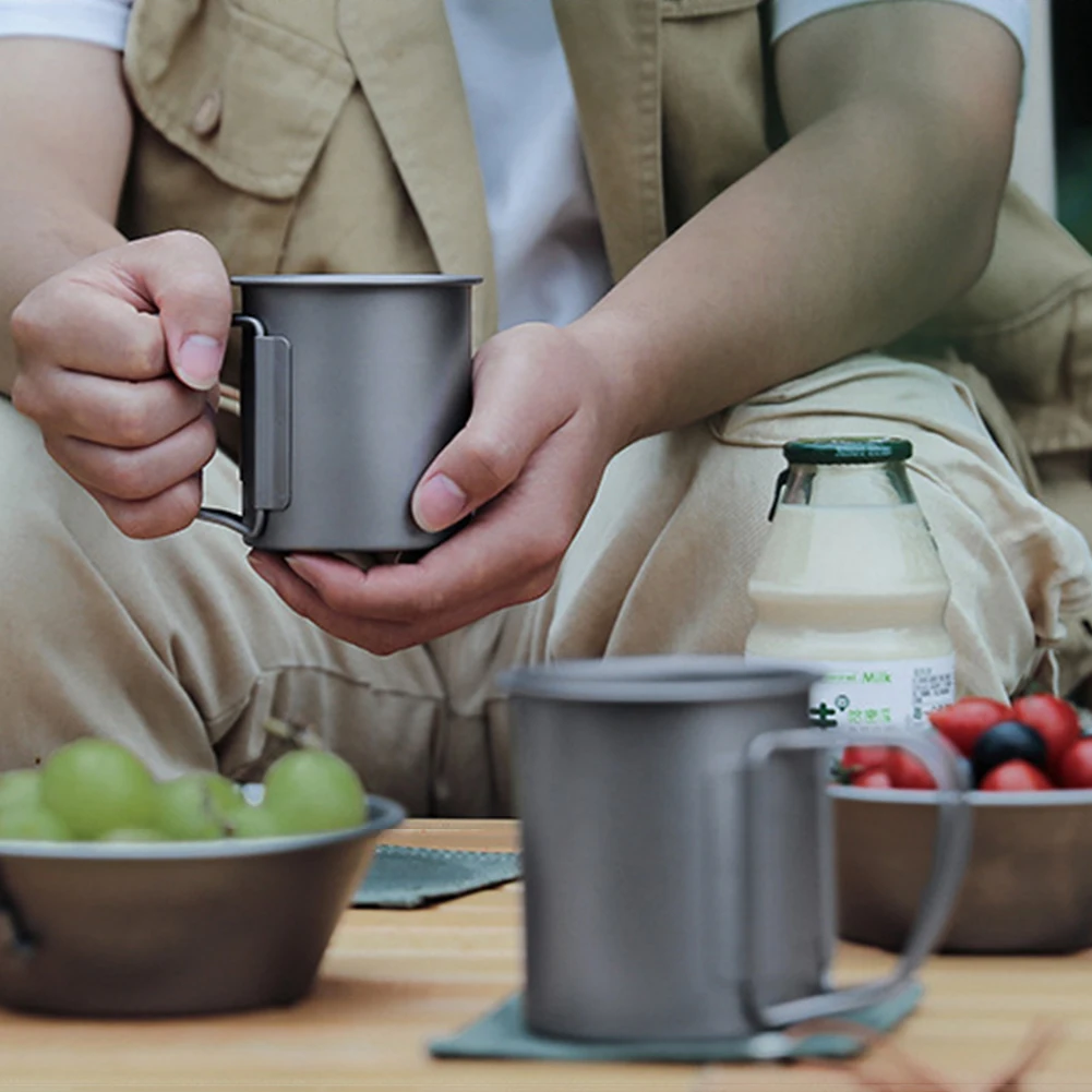 

300/450 мл походная кружка, прочная титановая чашка, чашка с ручкой, портативная уличная походная чашка для пикника, питьевая вода