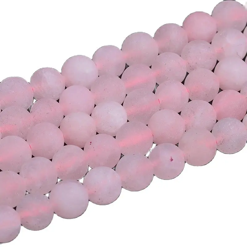 

Natural Stone Beads Round Gorgeous Matte Rose Pink Quartz Stone Loose Beads For Diy Jewelry Making Bracelets Necklaces 4-12mm