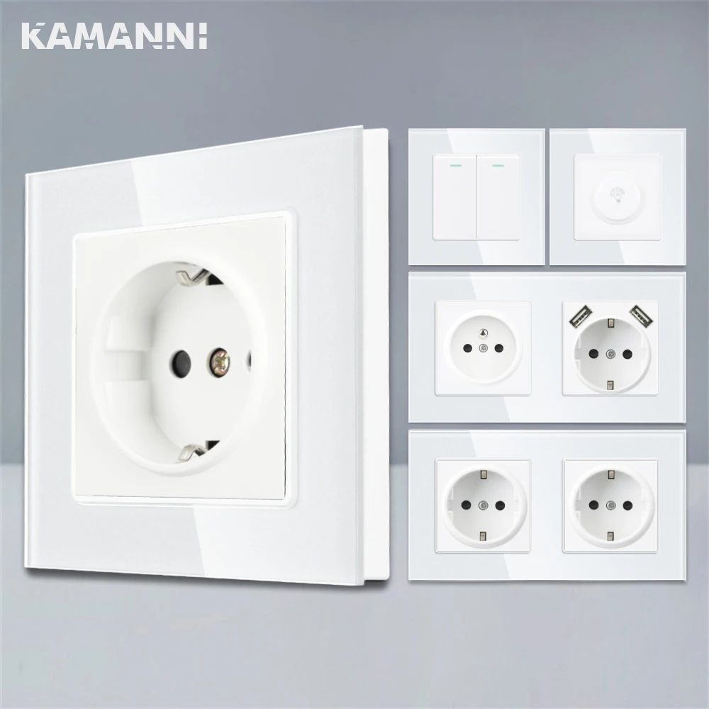 

Евростандарт, белое стекло, Электрический настенный выключатель света, розетка с USB, водонепроницаемая крышка, рамка 1/2 комплектов и функцио...