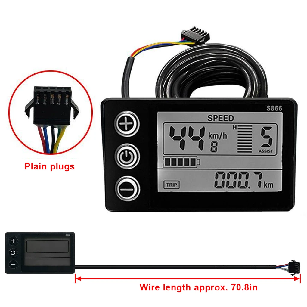 

Electric Bicycle LCD-S866 Display Speed Panel ABS E-bike Handlebar Modification Replacement Conversion Part Accessory