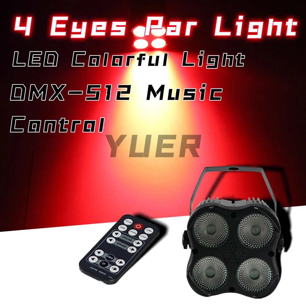 

NEW Mold 25W Four Eyes LED Flat Par 4x8w RGBW 4IN1 Color Lighting DMX512 For Disco DJ Projector Machine Party Decoration Purple