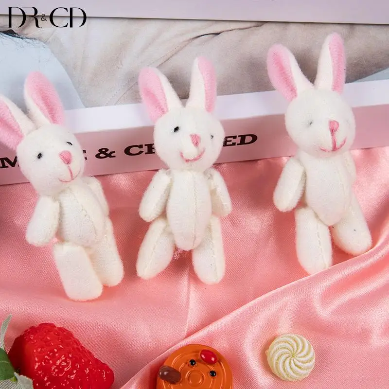

3pcs 7cm Soft Mini Joint Rabbit Pendant Plush Toy For Key Chain Bouquet Doll DIY