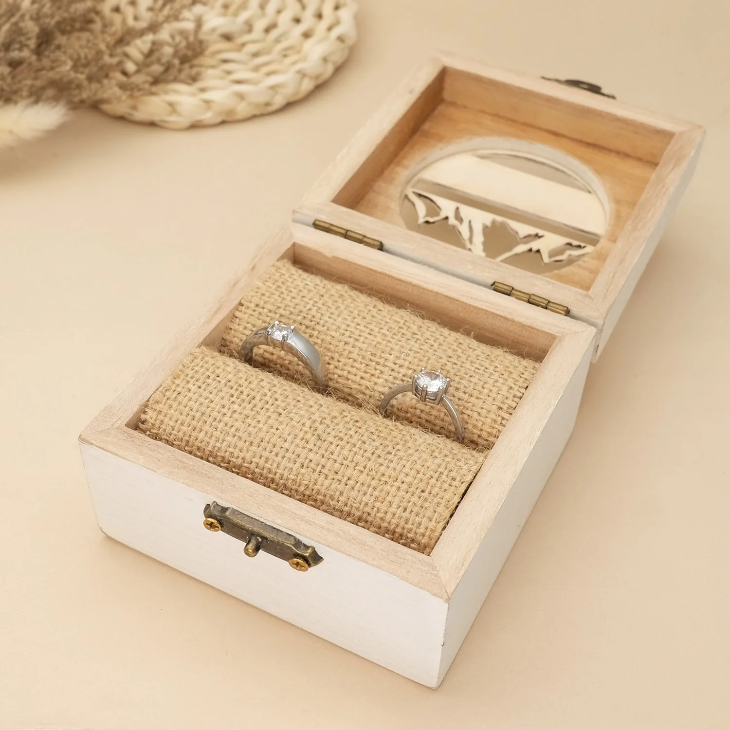 Personalized Wedding Ring Box Vintage Wooden Ring Box CustomWedding Ring Bearer Box Engagement Ring Holder Proposal Ring Pillow