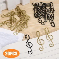 20pcs creative paper clips music note shape metal paperclip on book paper students stationery office school binding supplies