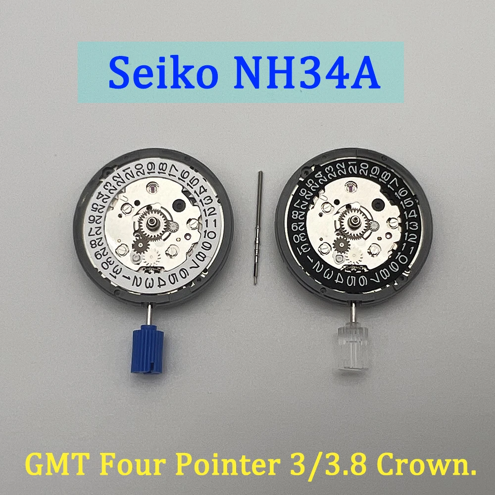 NH34 automatic mechanical movement GMT 24 hour manual date 3/3.8 calendar Japanese original parts NH34A high-precision movement