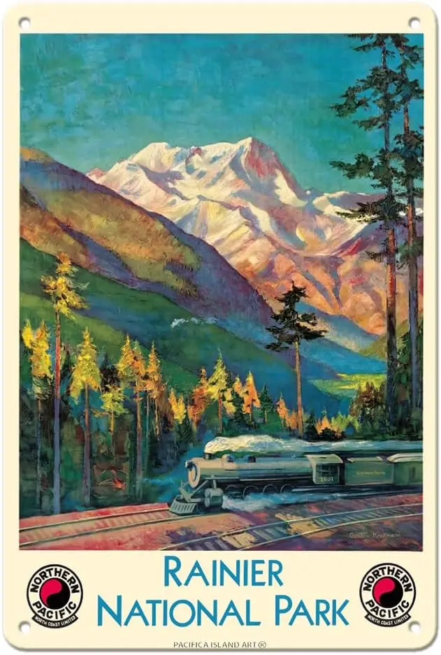 Pacifica Island Art Rainier National Park — Stampede Pass Washington USA винтажный постер для путешествий