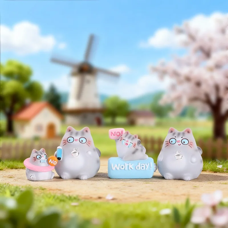 Фото Фигурка кошки Miao Nini Blind Box: Новинка! Стильный настольный декор «Не хочу работать» – украшение для дома, праздничный подарок для начальника. №5
