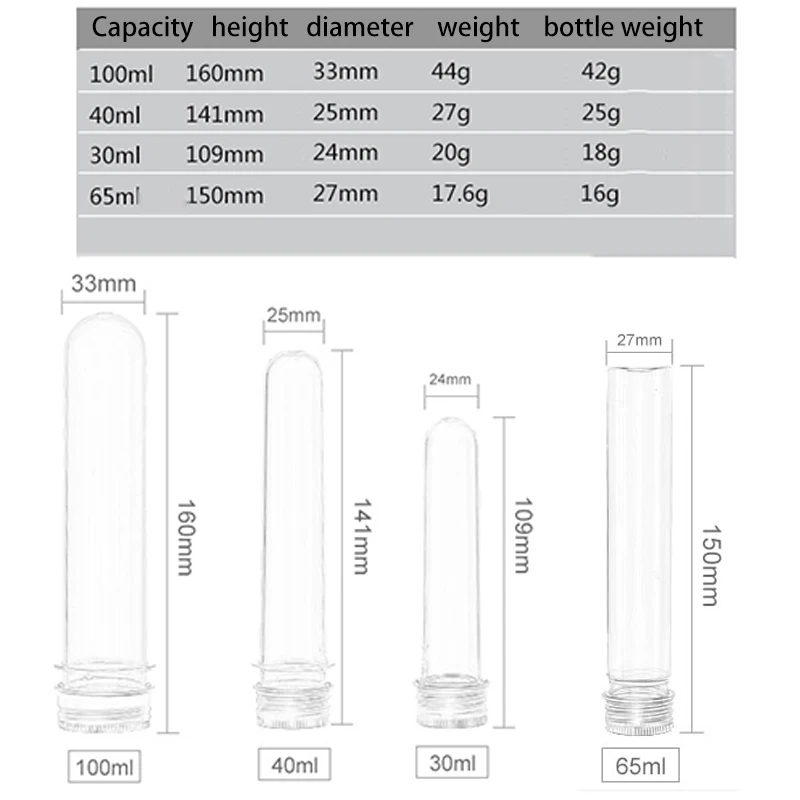 10pcs lab 30/40/70/100ml PET test tube bottle Transparent cylindrical plastic refillable for Mask candy data line | Канцтовары для