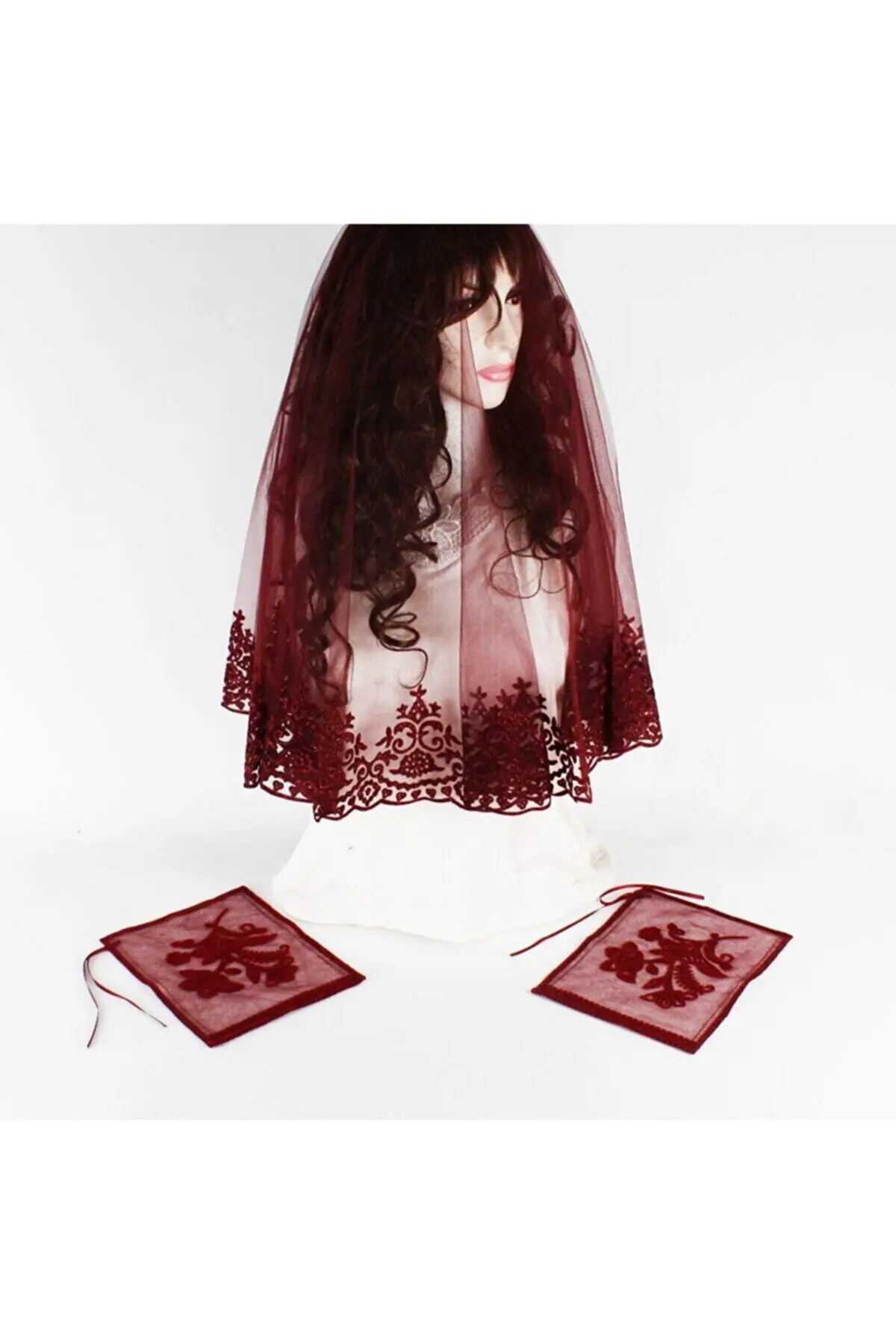 

2022 newest Henna Night Burgundy Lurex Velvet Flock Bridal Cover Gloved Bridal Veil ÖRTÜ8 Wedding Bridal Accessory Marriage