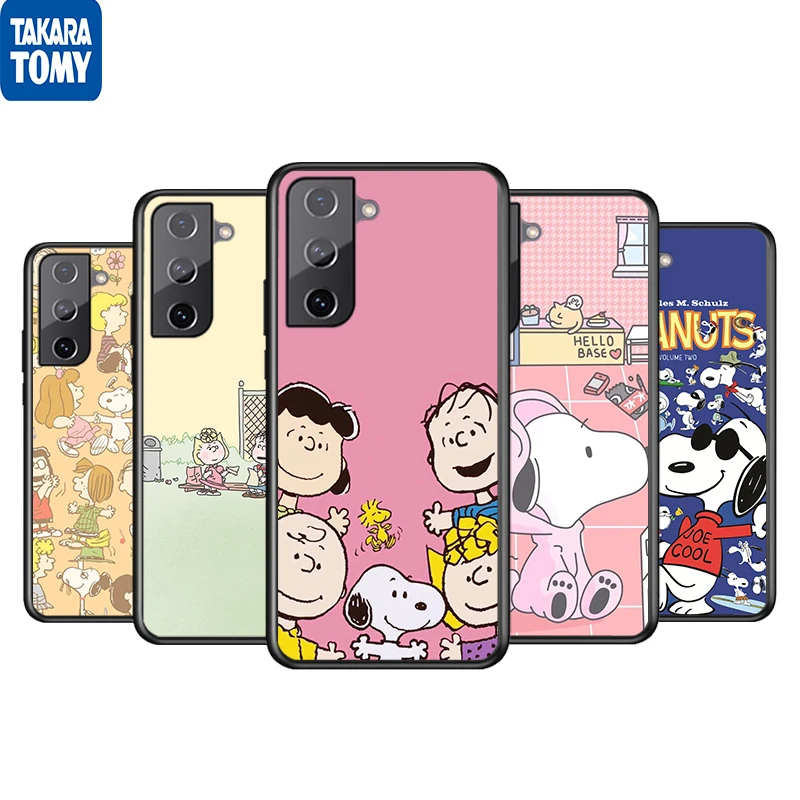 

Cute Snoopy Good friend For Samsung Galaxy S22 S21 S20 Ultra Plus Pro S10 S9 S8 S7 4G 5G Soft Black Phone Case Funda Coque Cover