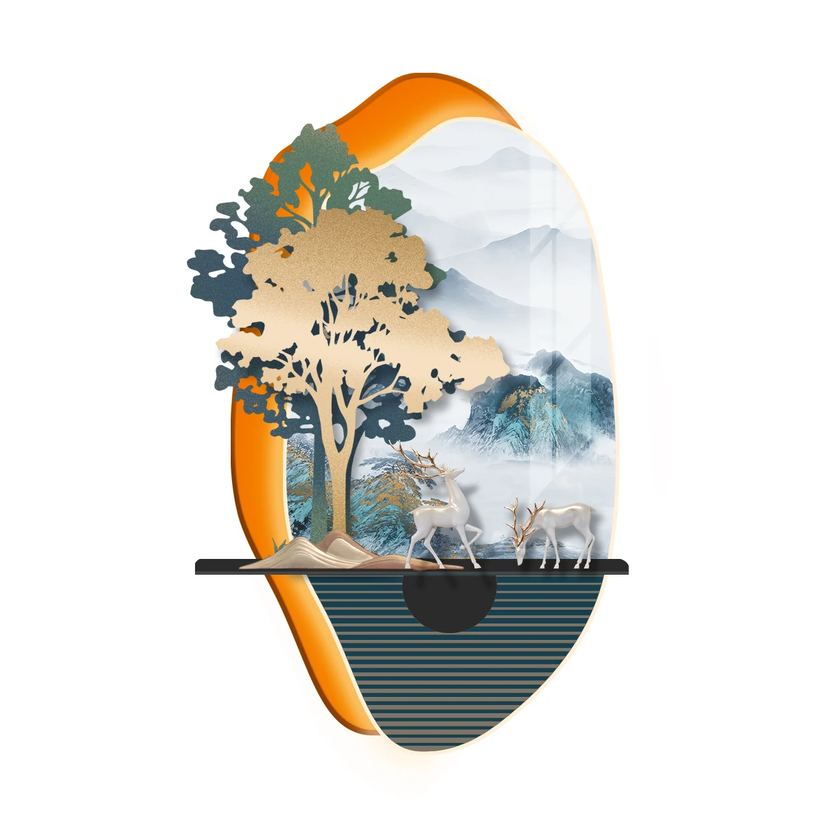 Модный крутой стиль черный лес олень настенный крыльцо большой размер пульт