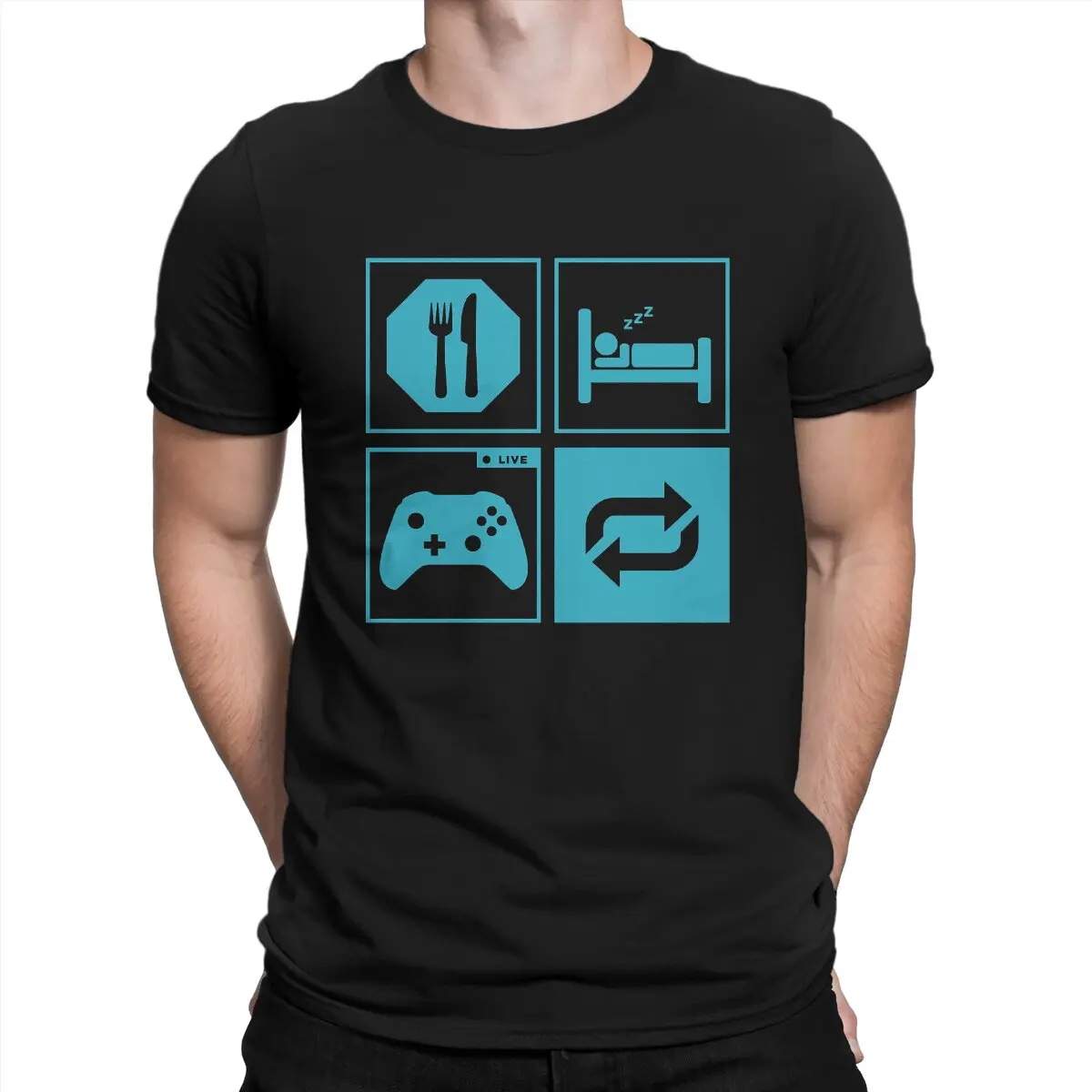 

Лига Легенд, LOL, соревновательные игры, Мужская футболка «Eat Sleep Game», повторяемая отличительная футболка уличная одежда с графическим принто...