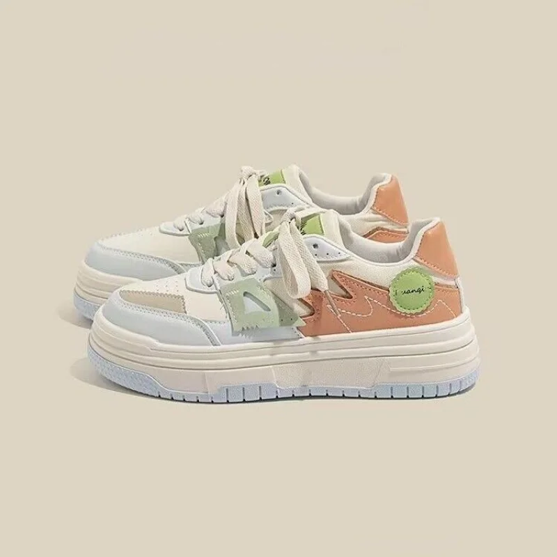 High Rise Thick Soled Women's Shoes, Small White Shoes, Women's 2023 Spring New Candy Colored Board Shoes, Color Matching Shoes