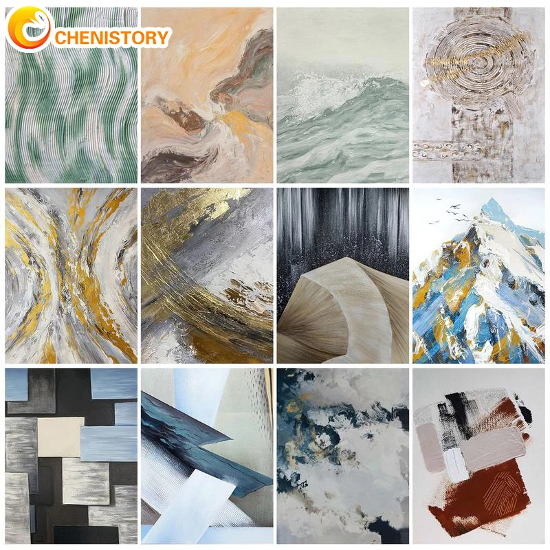 Купи CHENISTORY DIY Unframe Number Painting Abstract Kits Acrylic Paint By Numbers Unique Gift Oil Painting By Numbers Handpainted за 365 рублей в магазине AliExpress