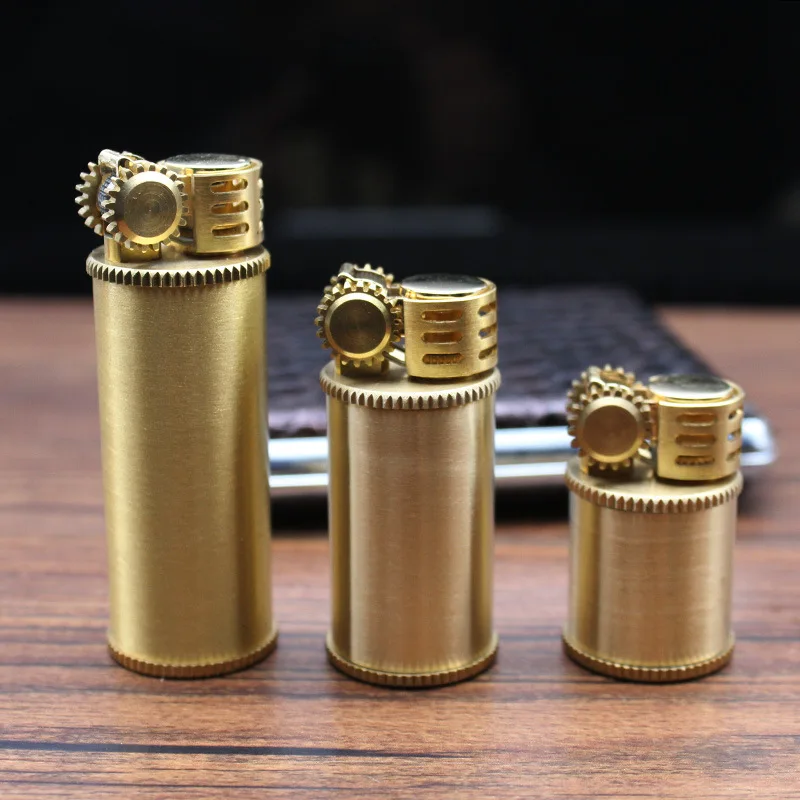 

New Zorro Brass Small Fat Dun Kerosene Lighter Personality Creative Wheel Ignition Small, Medium and Large Three Size Men's Gift