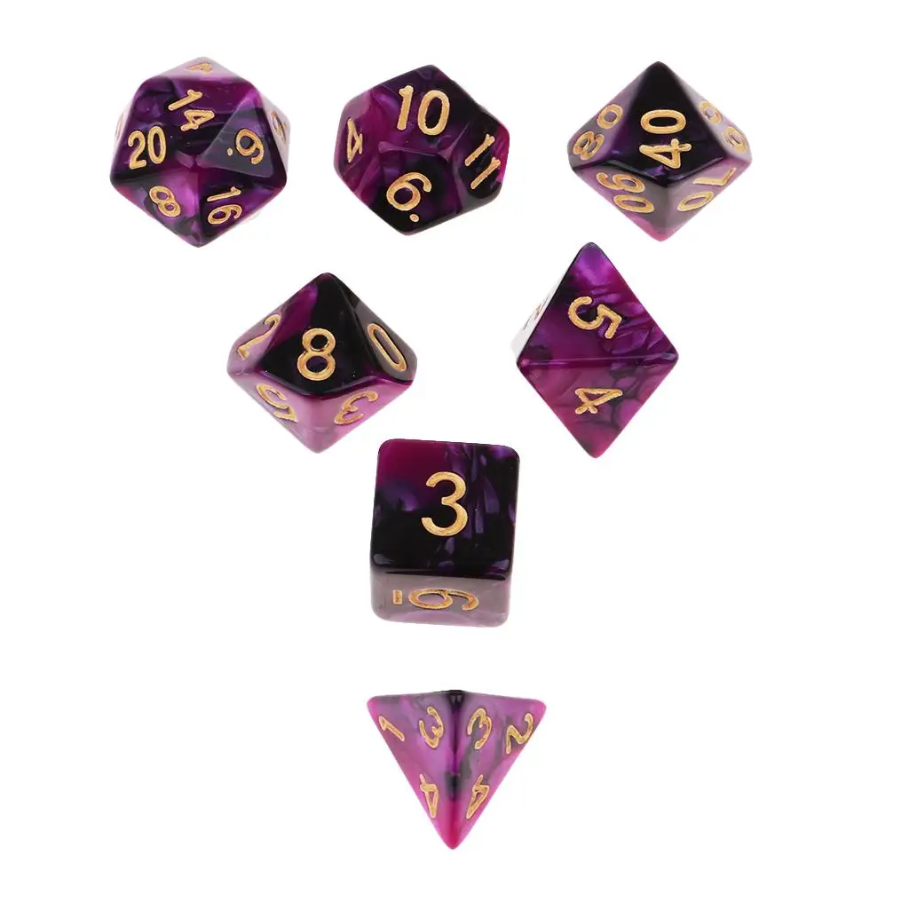 

7x двухцветные многогранные игральные кости D4 D6 D8 D10 D12 D20 для игровых принадлежностей MTG