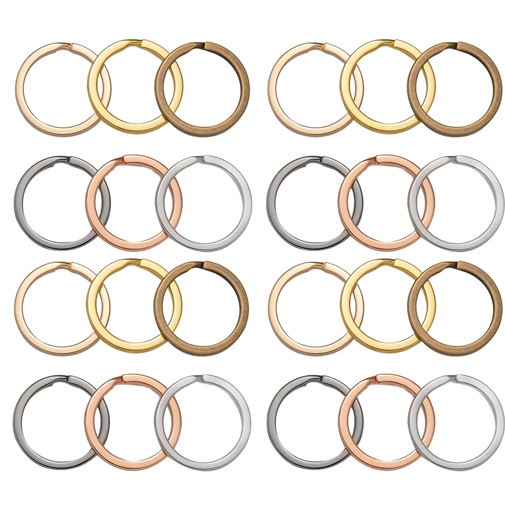 Металлические Брелоки для ключей, разрезные соединители с плоской линией, для изготовления украшений «сделай сам», автомобильные подвески для ключей, 20 шт./упаковка, 25-33 мм