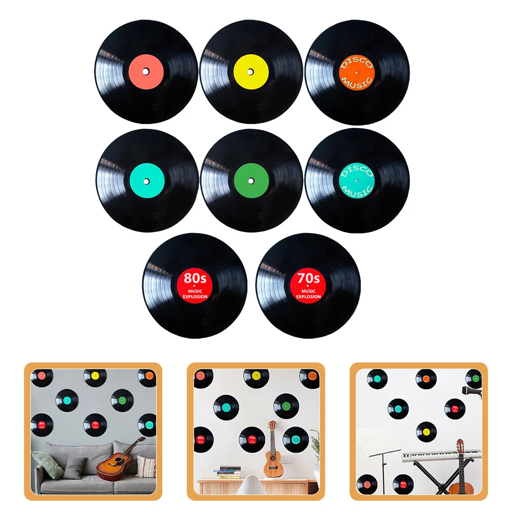 

Cafe Wall Sticker Disco Party Decorations Vinyl Record Decals DIY Records Stickers CD Paper
