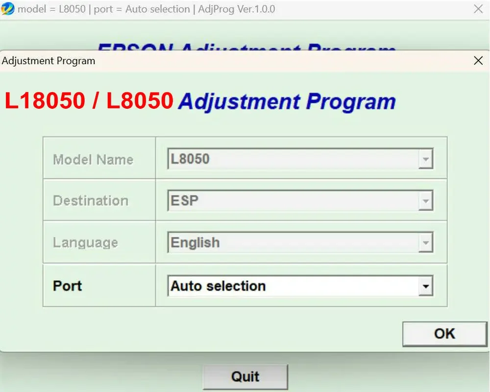 L18058 L8058 Регулировка программного обеспечения AdjProg Набор инструментов для Epson EcoTank