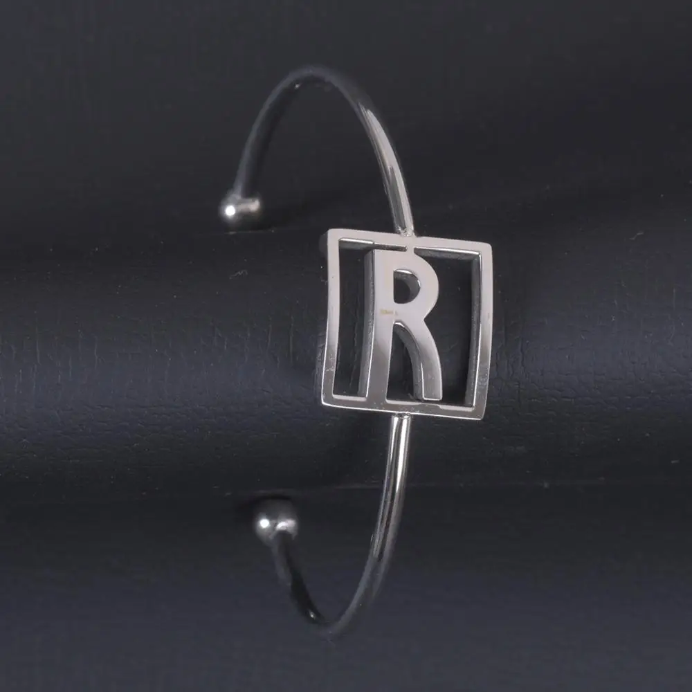 

New Arrive R Letter Stainless Steel Silver Color Name Bangle