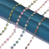 1 meter stainless steel colorful enamel daisy flower link chains for diy jewelry making women anklet bracelet necklaces supplies