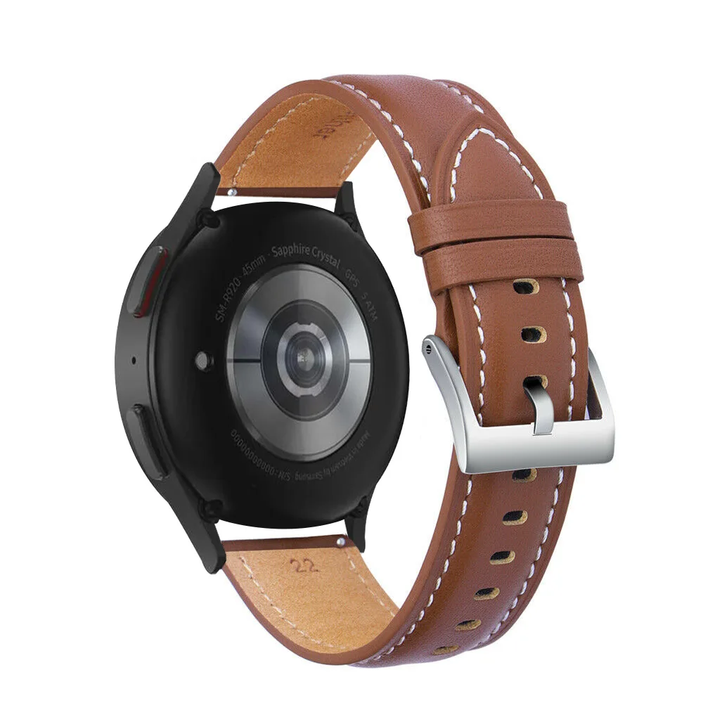 20 22mm Leather Strap For Samsung Galaxy Watch 5 44 40mm Smartwatch Wristband Replacement Bracelet for Galaxy Wach 5 Accessories