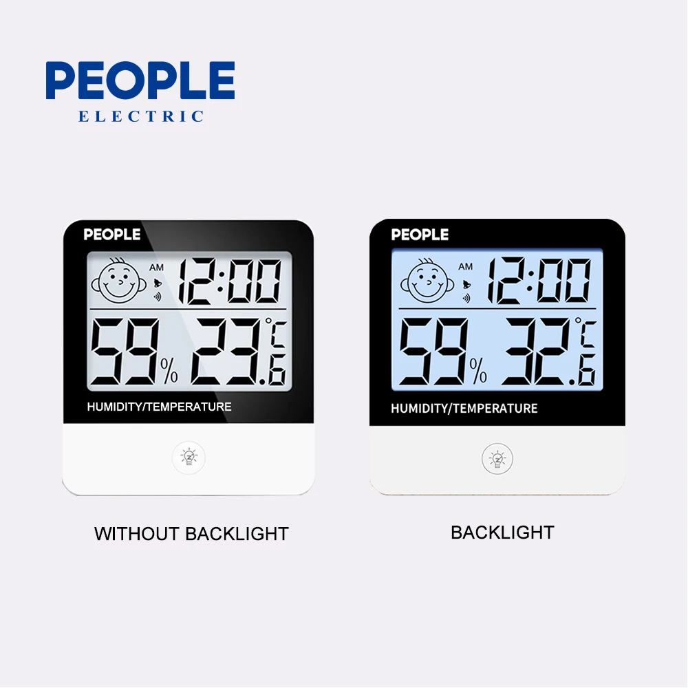 

PEOPLE LCD Digital Temperature Humidity Meter Backlight Home Indoor Electronic Hygrometer Thermometer Weather Station Baby Room