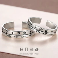 fashion simple sun moon star couple open rings for men and women wedding holiday gift retro goth jewelry accessories wholesale