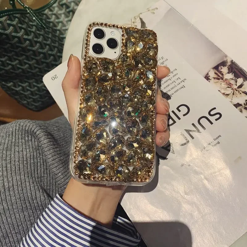 Чехол цвета шампанского со стразами для Iphone 14 12 13 11 15 Pro Max Xs Xr 6 7 8 SE 2020 чехол Bling Diamond