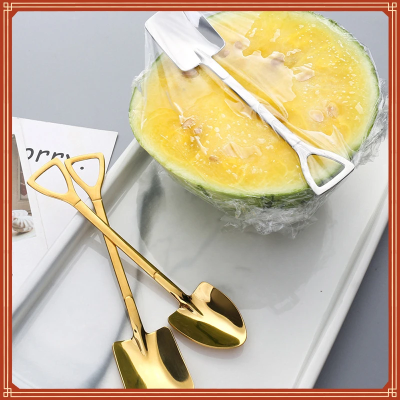 

Coffee Spoon Cutlery Set Stainless Steel Retro Iron Shovel Ice Cream Spoon Scoop Creative Spoon tea-spoon Fashion Tableware