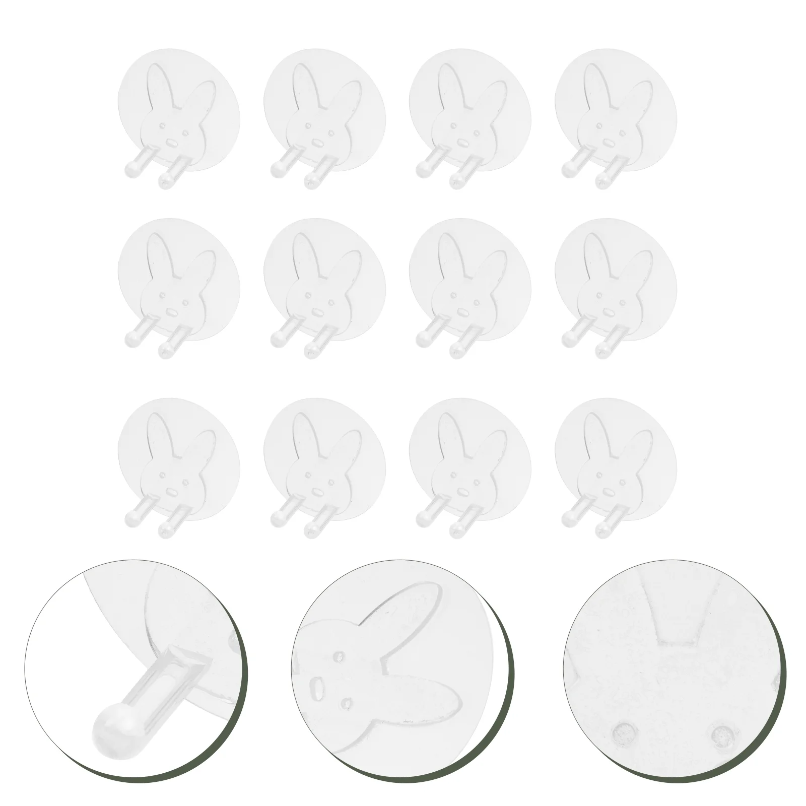 

12pcs Acrylic Wall Hooks Self-adhesive Hooks Transparent Seamless Hooks