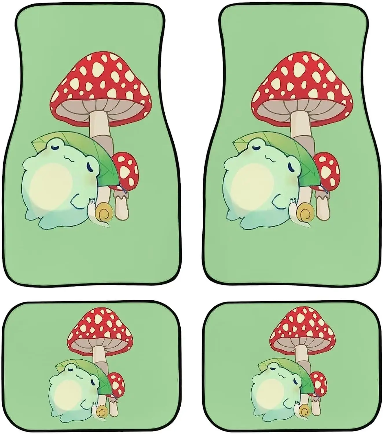 

Green Car Floor Mats Custom Fit Covered Car Mat Carpet Floor Auto Mats Car Decor for Car Automotive Accessories Mushroom Frog