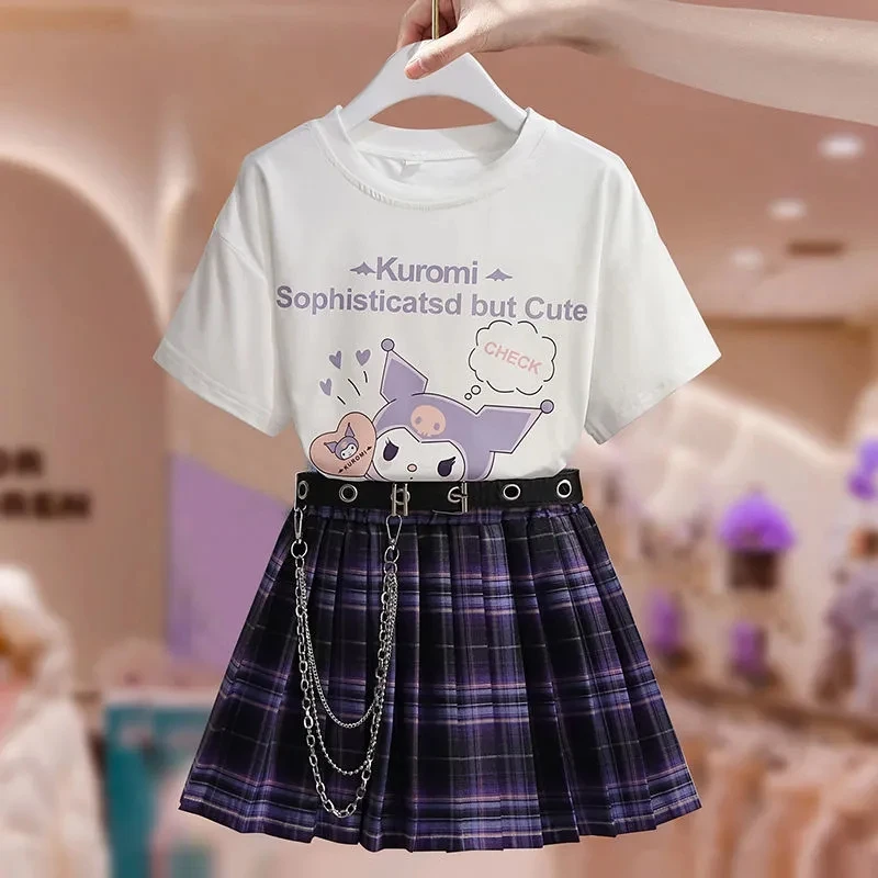 

Girls' JK Uniform Summer Suit 2023 New Fashionable Mid size Children's Fashion Skirt Short Sleeve Two Piece Set